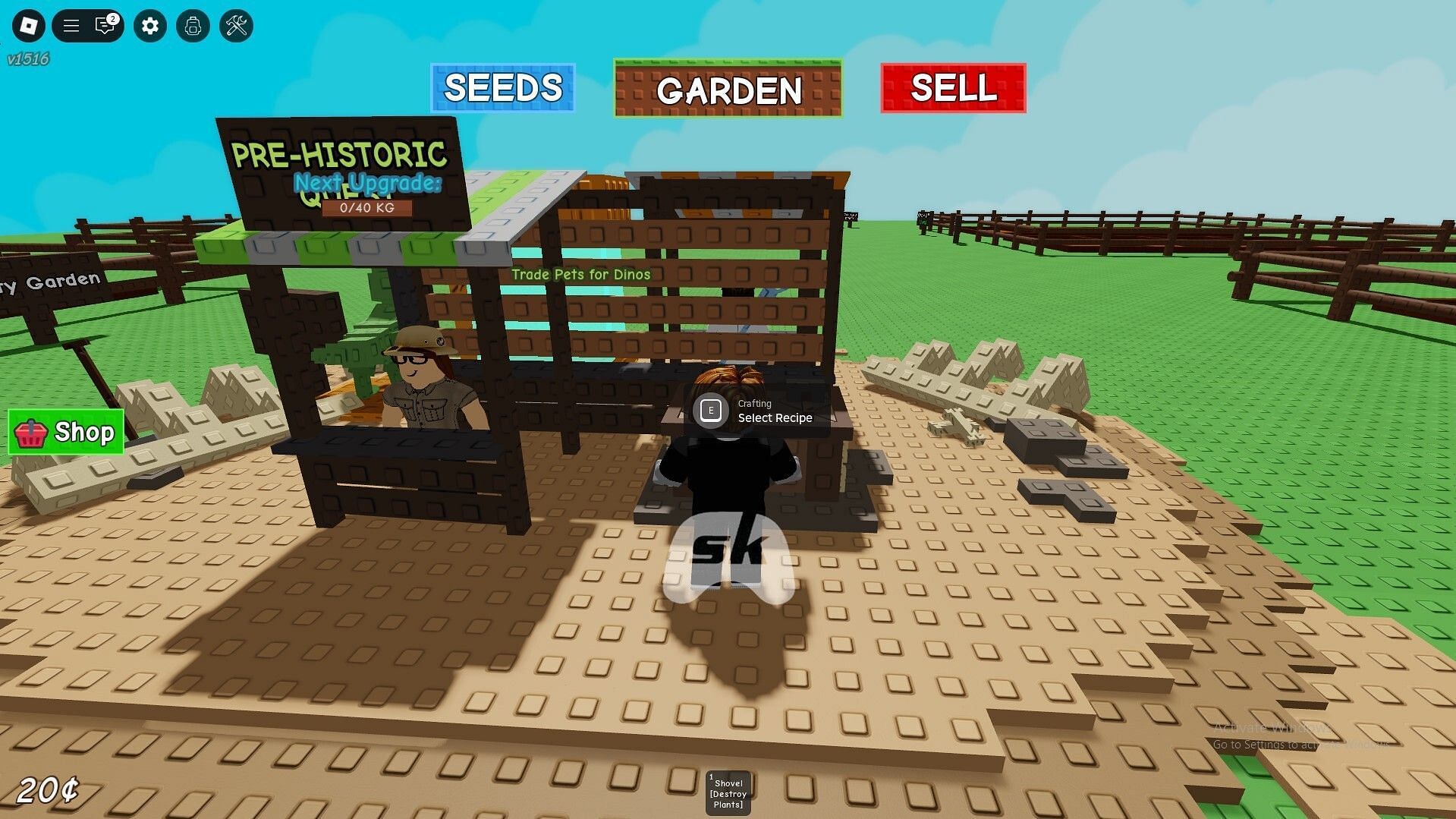The crafting table (Image via Sportskeeda Gaming || Roblox)